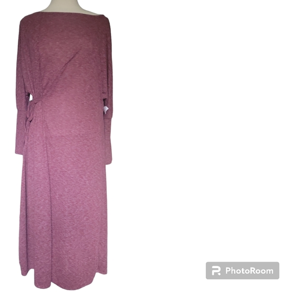 COZY LONG SLEEVE KNIT WRAP DRESS IN RED SYRAH HEATHER - M - Picture 2 of 8